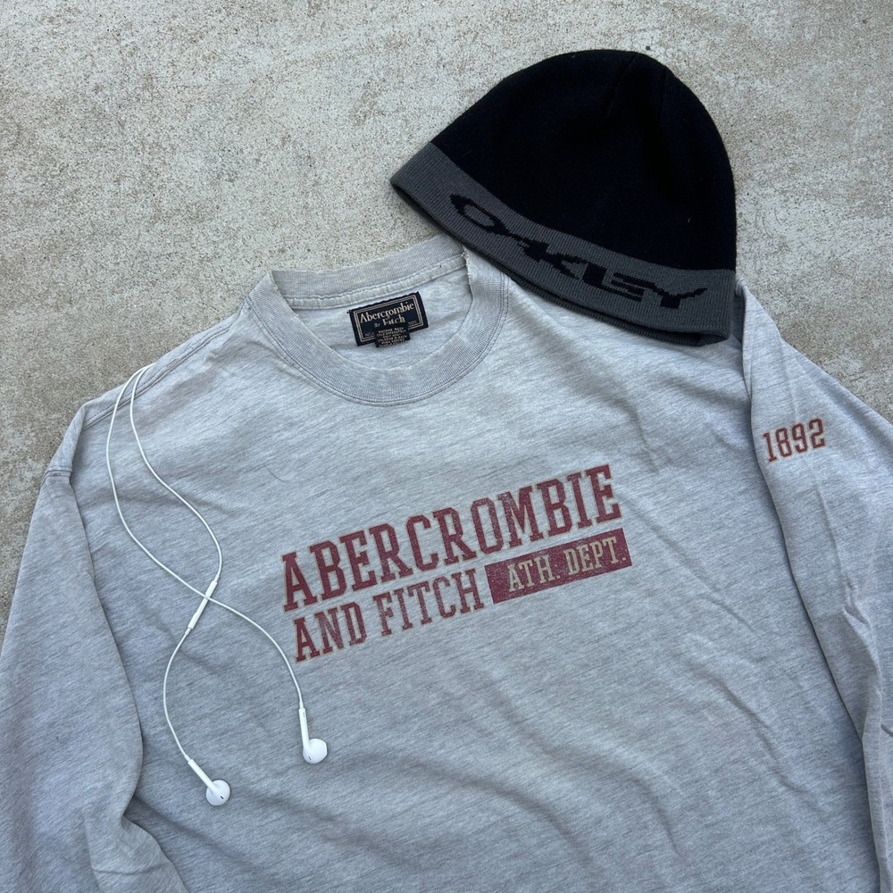 Abercrombie & Fitch Vintage Y2k Long Sleeve Shirt XL Grey Ath Dept Grunge Skater
